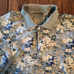 Bobby Jones Vintage Magazine All Over Print Golf Polo size XXL